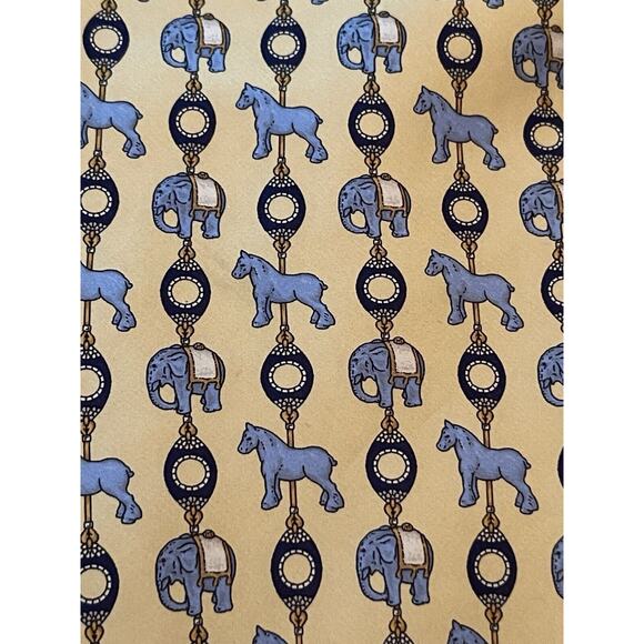 Faberge Gold Blue Hand Made 100% Silk Made In China Elephant Pony Print - Picture 9 of 9